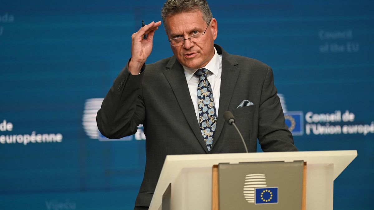El comisario de Comercio, Maros Sefcovic, tras una reunión de ministros del ramo en Bruselas.