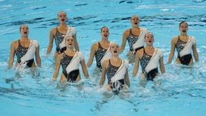 España actuando en las finales de equipo técnico.