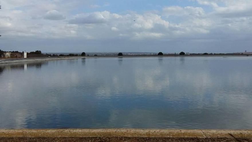 Imagen de la balsa de Can Guidet, que recibe el agua depurada suministrada por Emaya.