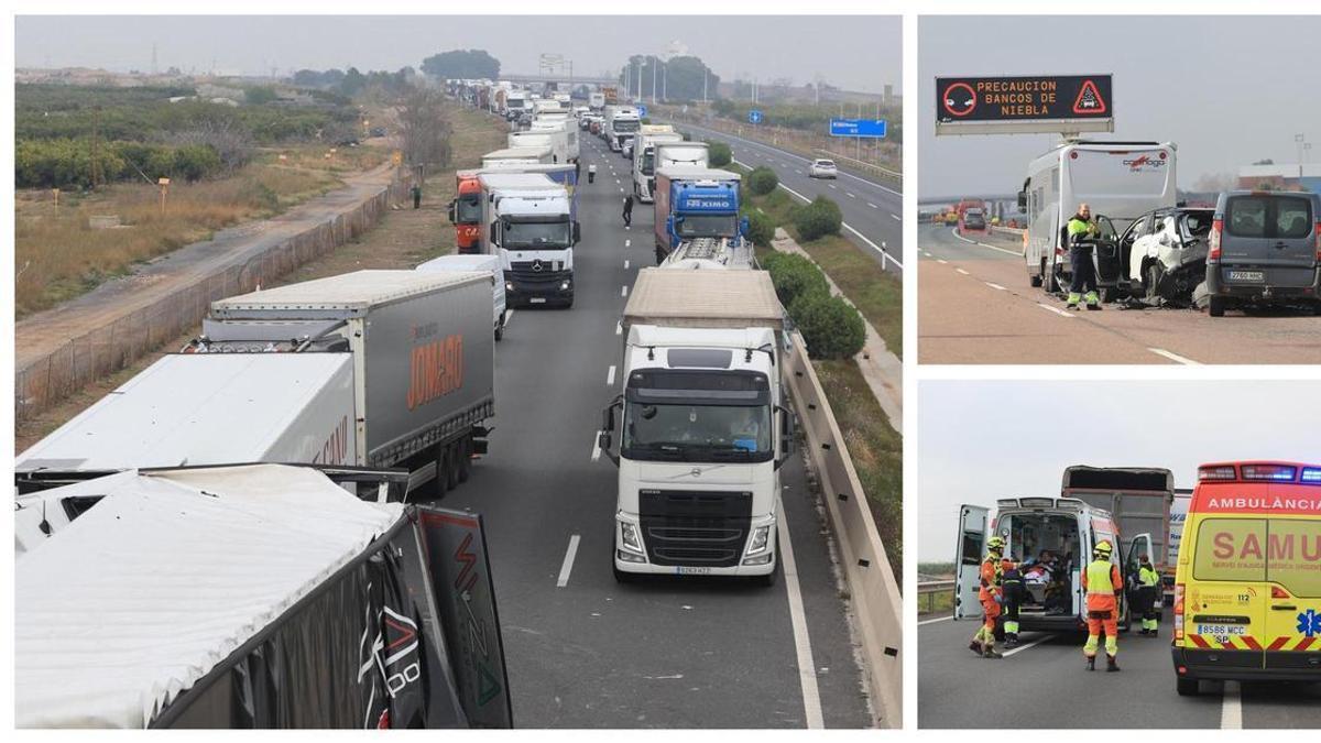 Vídeo: Caos en la AP-7 en Castellón por un accidente múltiple provocado por la niebla