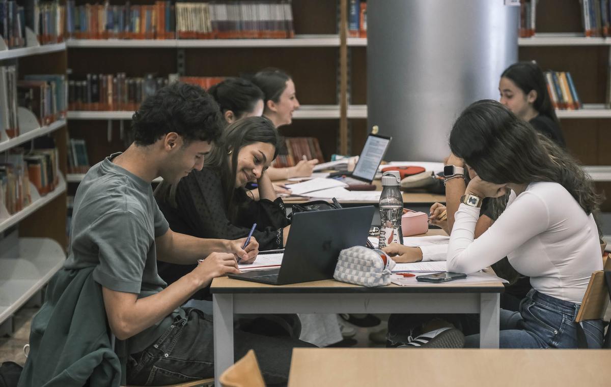Alumnos canarios estudiando en la biblioteca para las Prueba de Acceso a la Universidad 2026