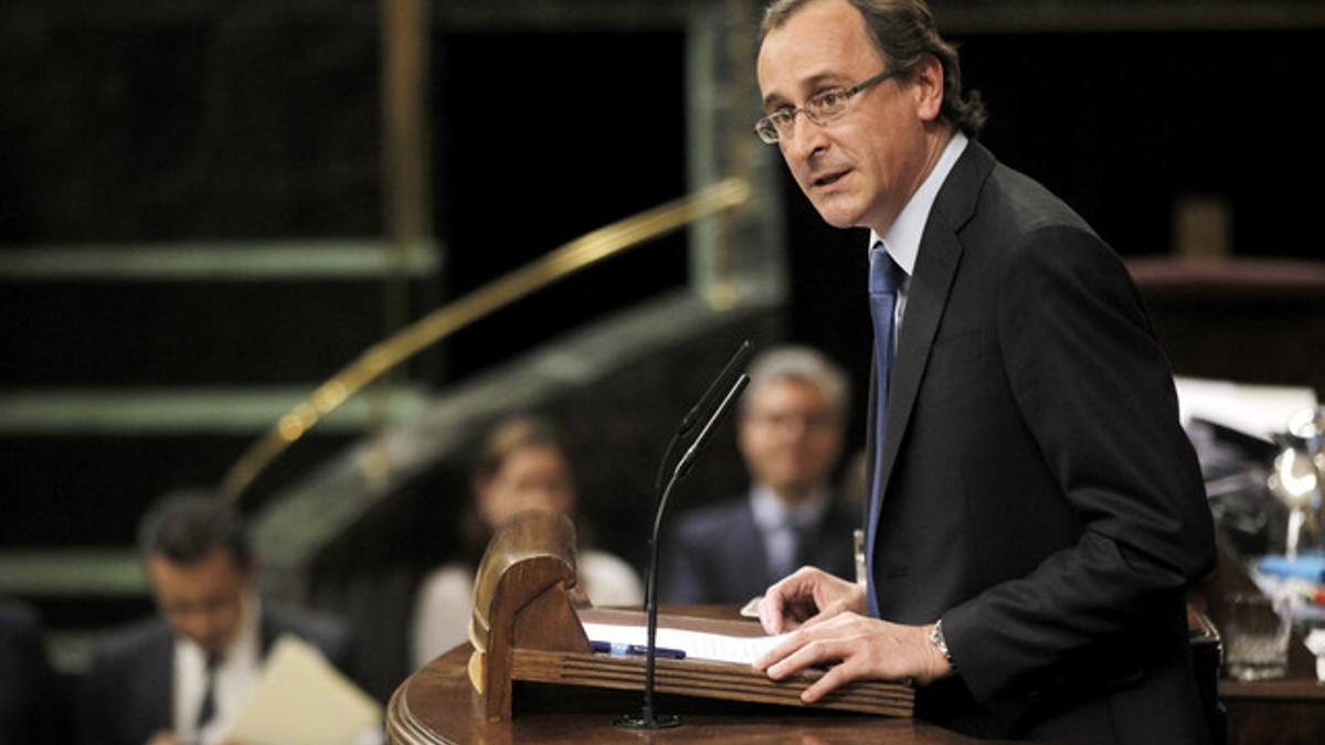 El portavoz del PP en el Congreso, Alfonso Alonso, durante el pleno sobre el pacto europeo.