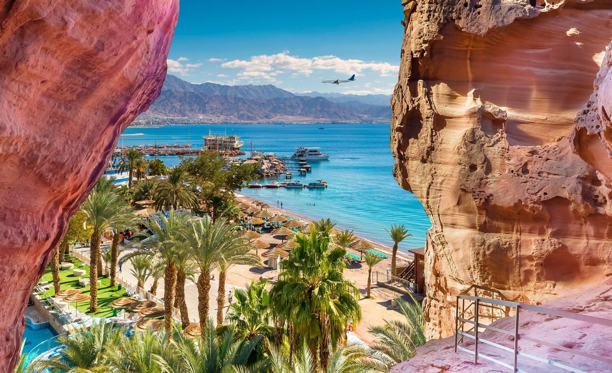 Playa central y puerto deportivo de Eilat.