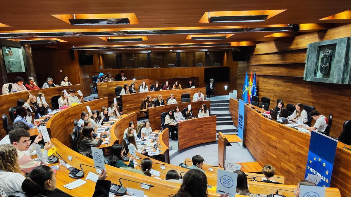 Los estudiantes votan las propuestas planteadas por los distintos grupos.
