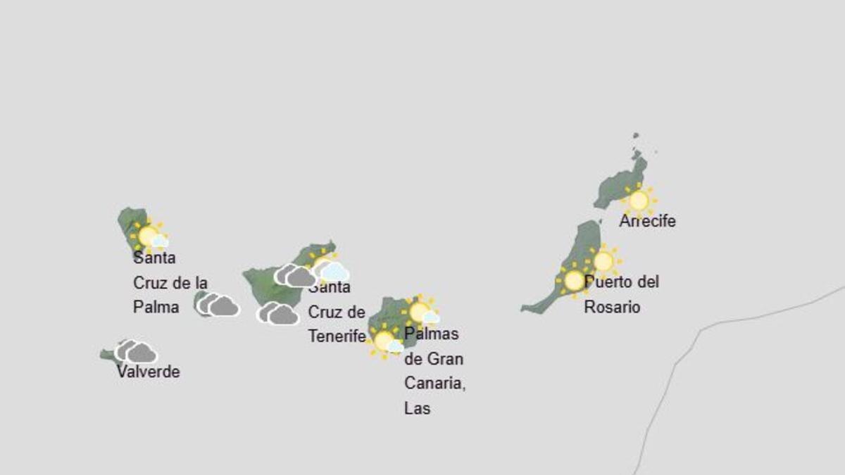 El pronóstico de la Aemet para este jueves en Canarias: cielos nubosos con calima, lluvias débiles y viento fuerte