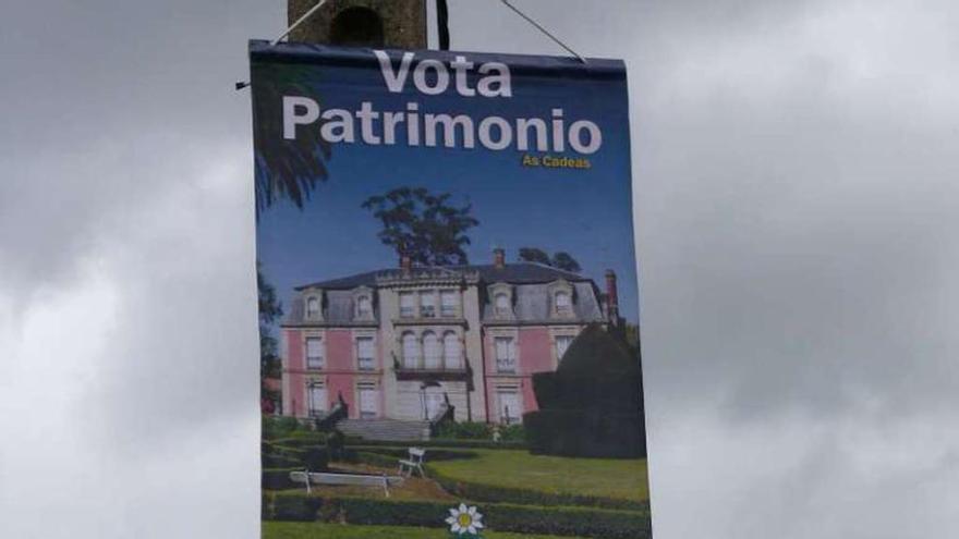 Cartel electoral de Alternativa en Montrove, con imagen de Las Cadenas.