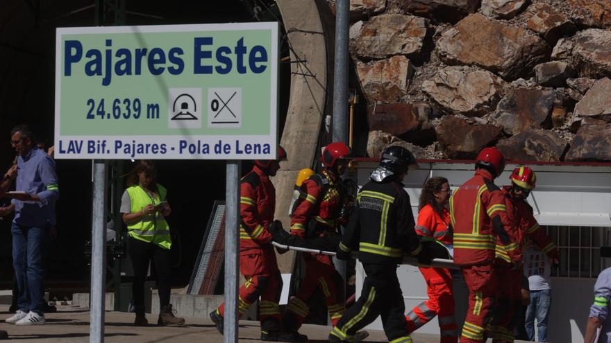 Simulacro de accidente de un tren de mercancías en la Variante de Pajares