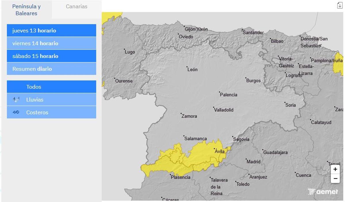 Avisos meteorológicos para el 15 de noviembre en Castilla y León