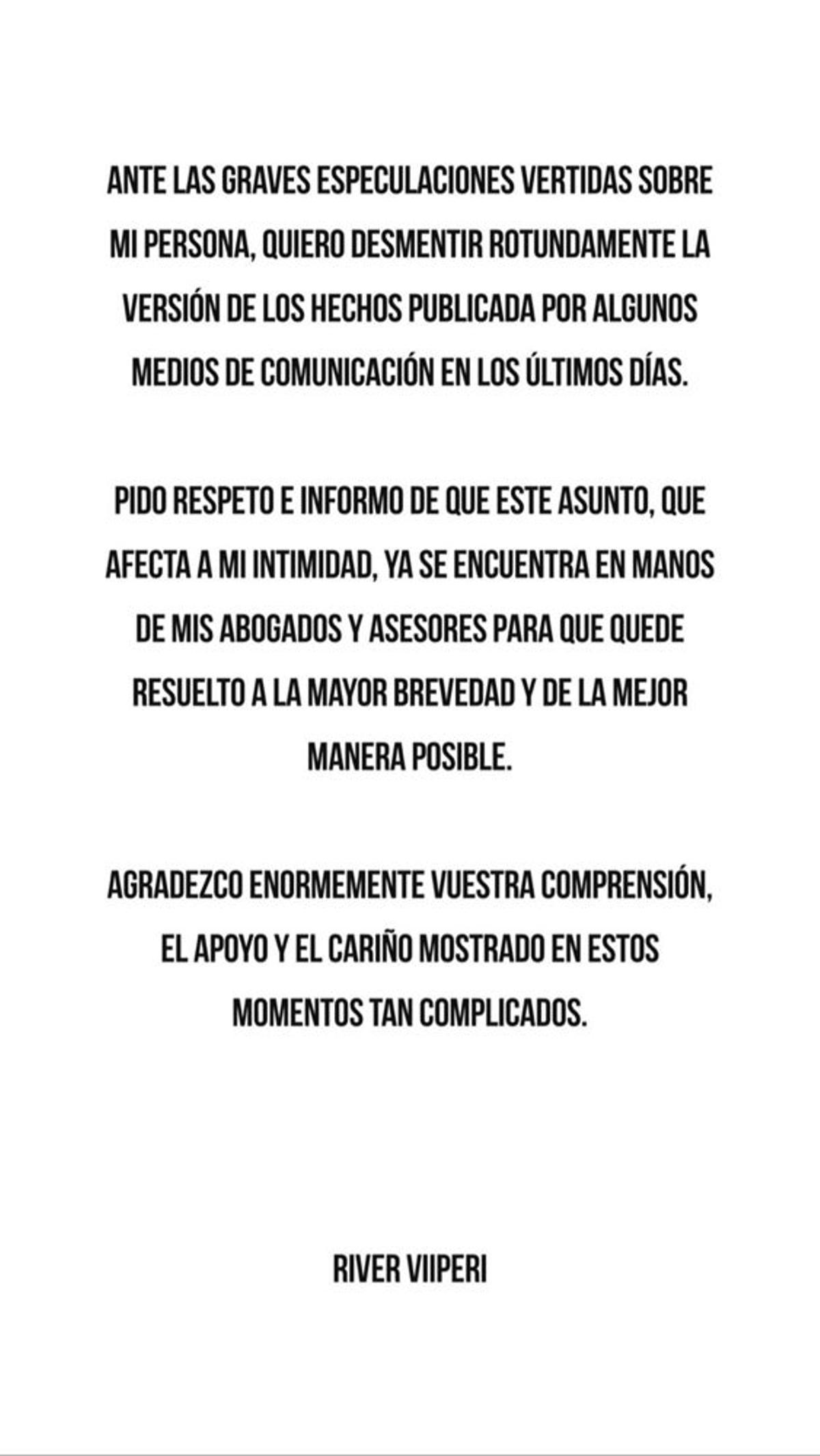 Comunicado de River Viiperi
