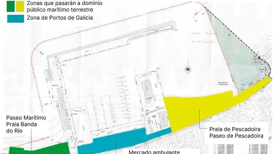 Portos desafecta Pescadoira y Banda do Río, pero no la zona del mercado