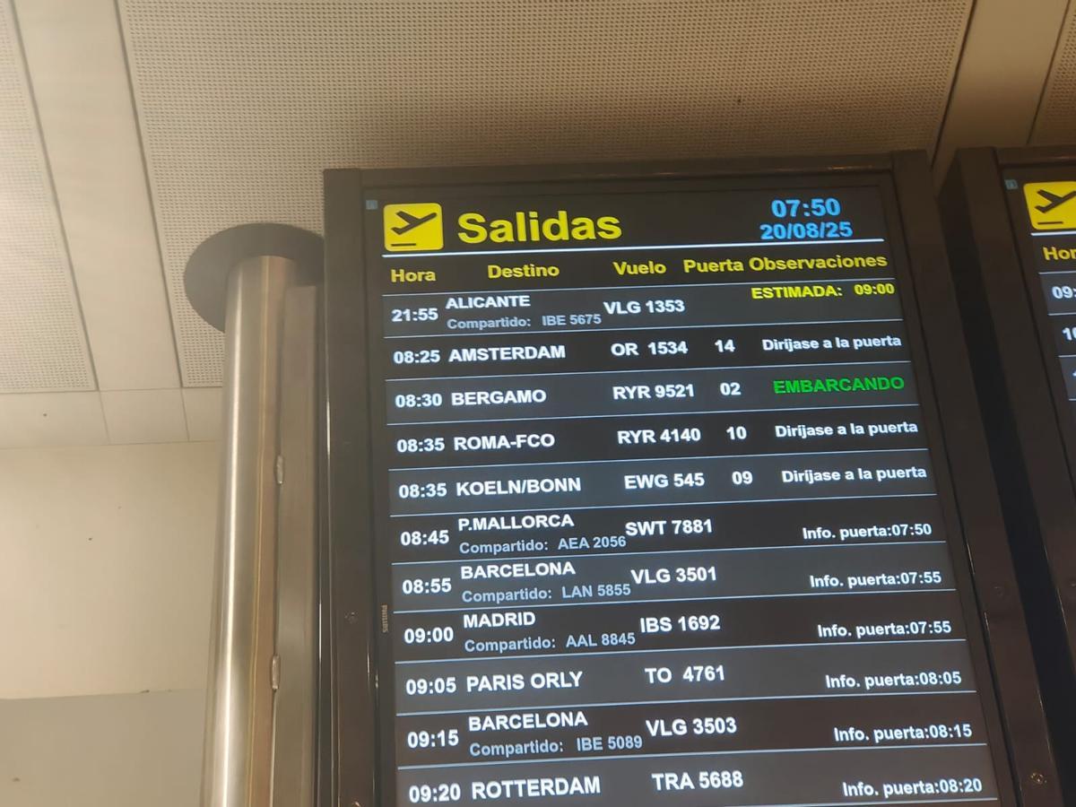 Fotografía de la actualización del vuelo a Alicante de esta mañana.