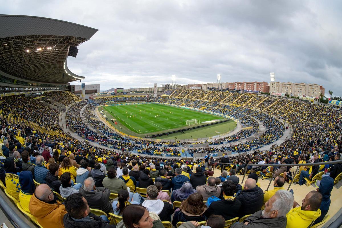 El Estadio de Gran Canaria, en una imagen durante el duelo ante el Dépor donde se rompió el récord de asistencia de este año.