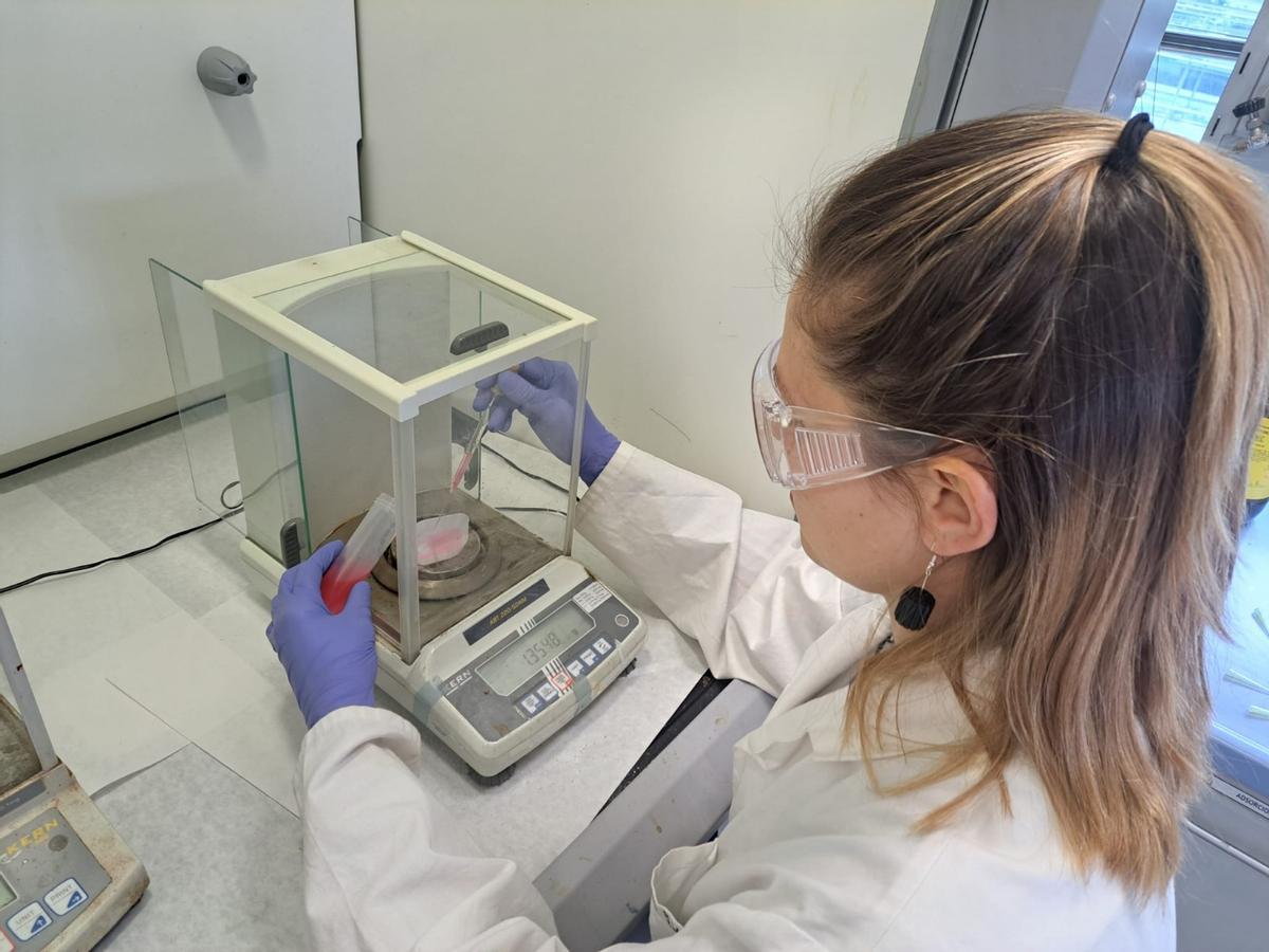 Daria Lebed, en el laboratorio durante sus trabajos de investigación en la Universidad Rey Juan Carlos