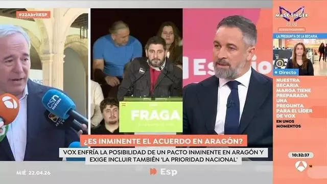 El presidente de Vox da por hecho que el pacto en Aragón llega "en las próximas horas"