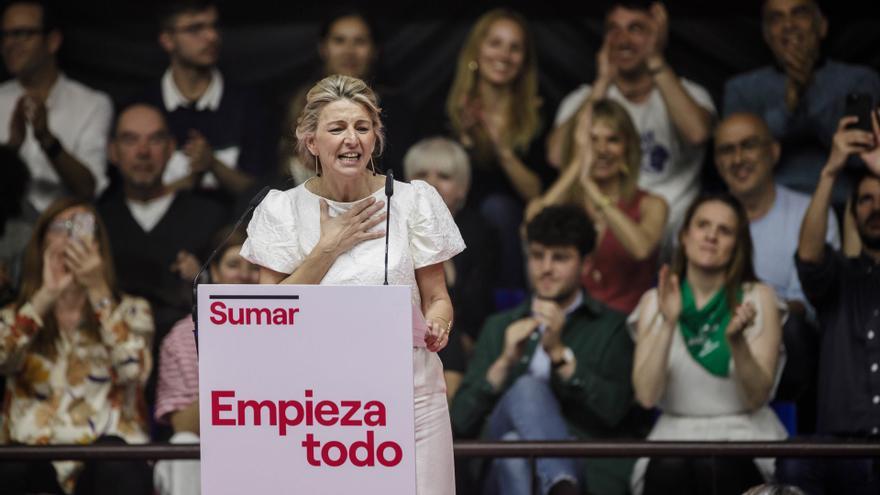 El plantón de Podemos marca el acto de Yolanda Díaz para lanzar su candidatura
