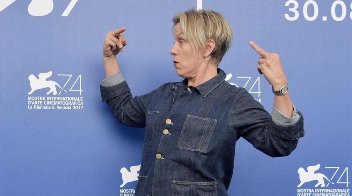Frances McDormand, en la presentación de ’Tres anuncios en las afueras de Ebbing, Misuri’. Frances McDormand, en la presentación de ’Tres anuncios en las afueras de Ebbing, Misuri’.