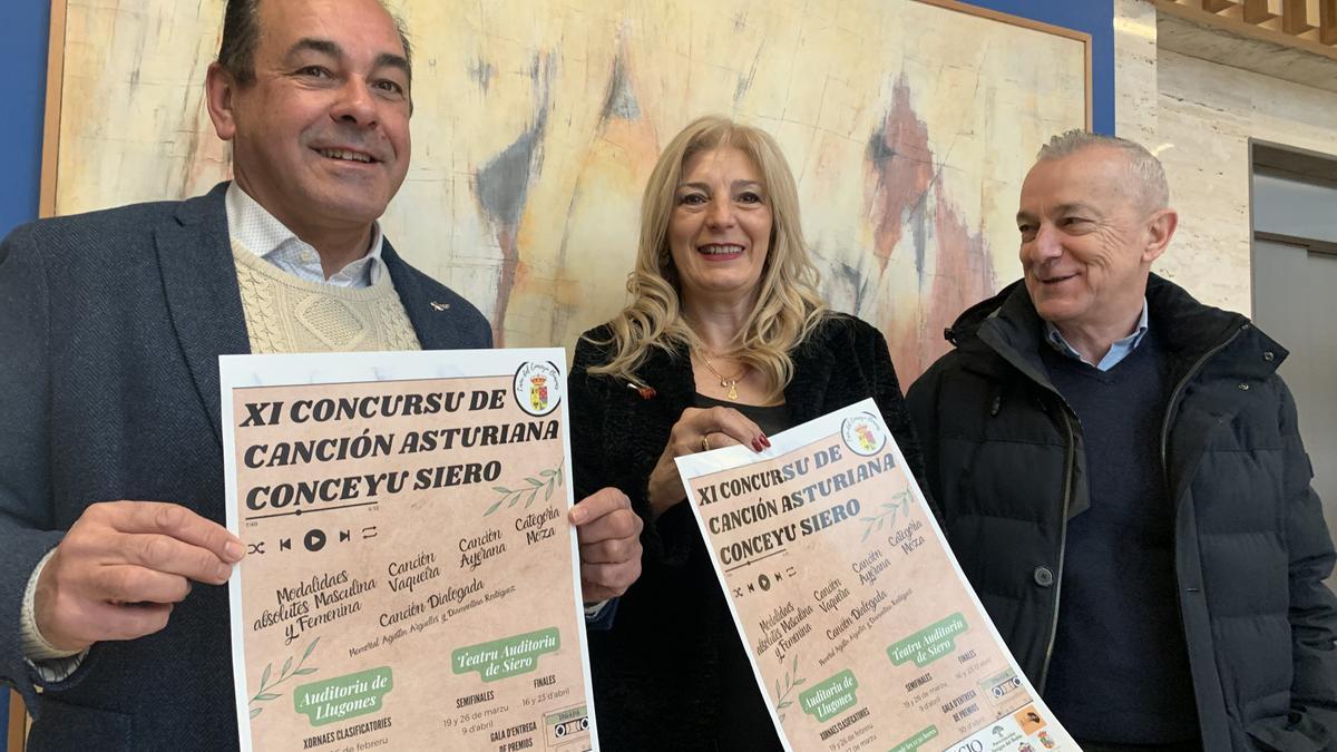 Valentín Fuente, Aurora Cienfuegos y Ramón Quirós en la presentación del certamen.