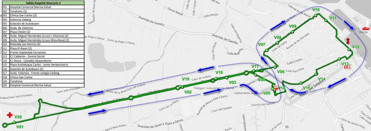 Las dos rutas de autobús para ir al hospital de la Marina Alta, en la Xara