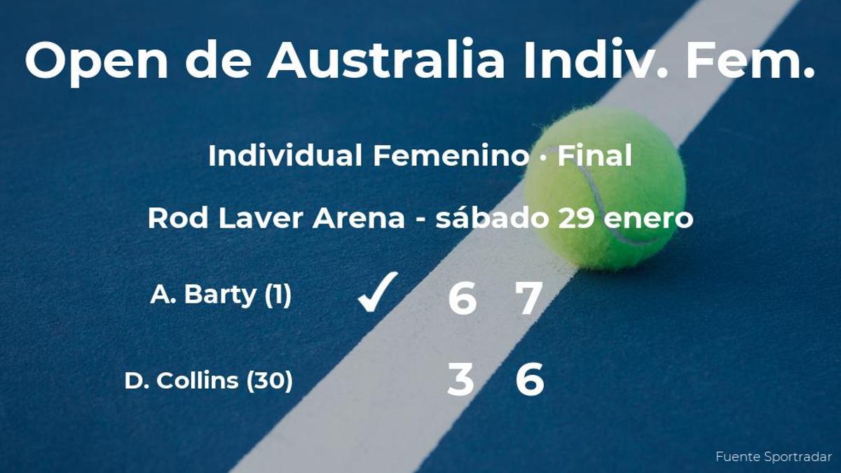 La tenista Ashleigh Barty vence la final del Open de Australia ante Danielle Collins