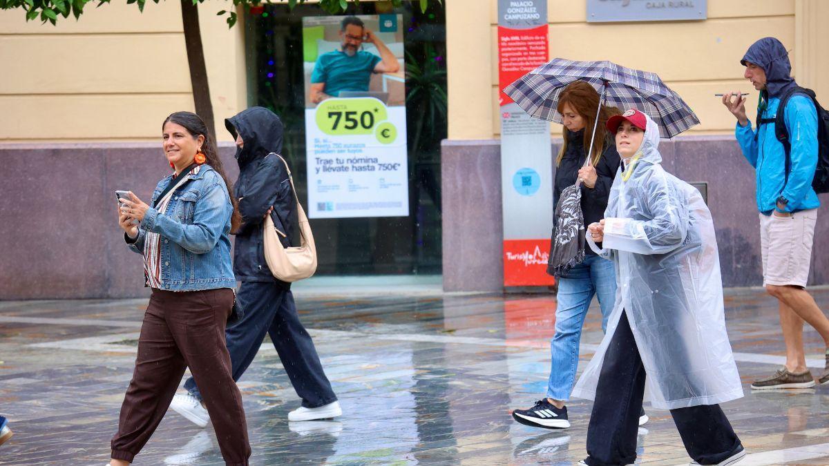 Un día lluviosa en la ciudad de Murcia.