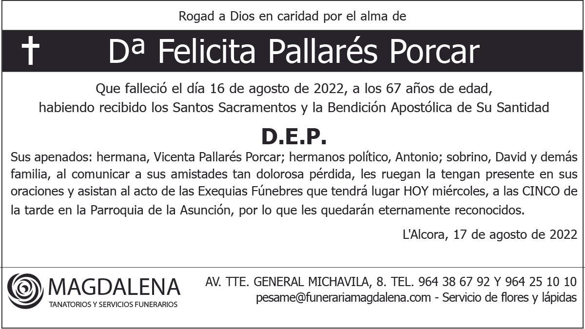 Dª Felicita Pallarés Porcar