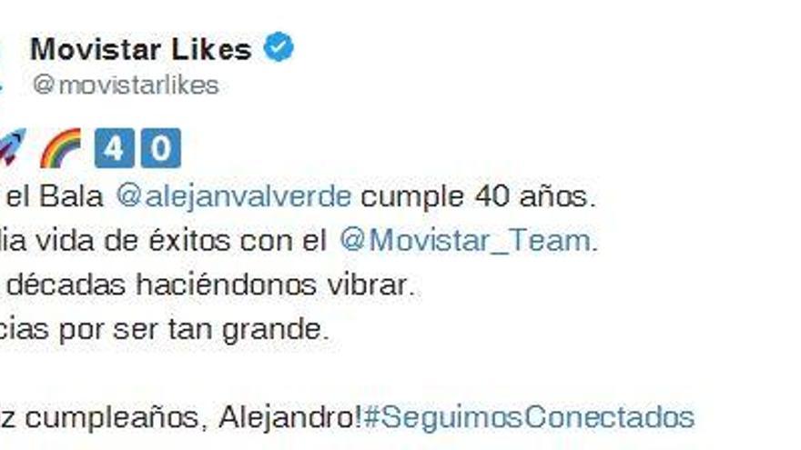 El Movistar Team felicita a Valverde por su cumpleaños