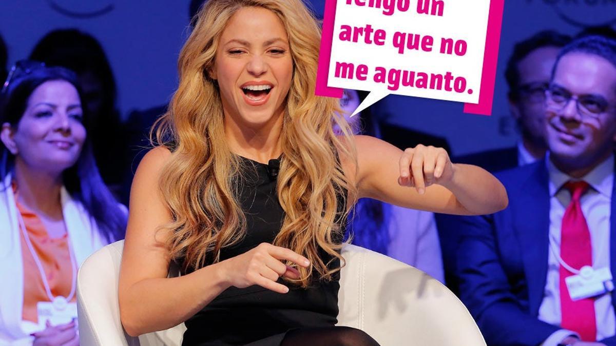 Shakira muy sonriente y con bocadillo
