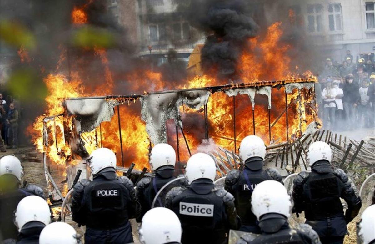 Protesta dagricultors a Brussel·les (Bèlgica)