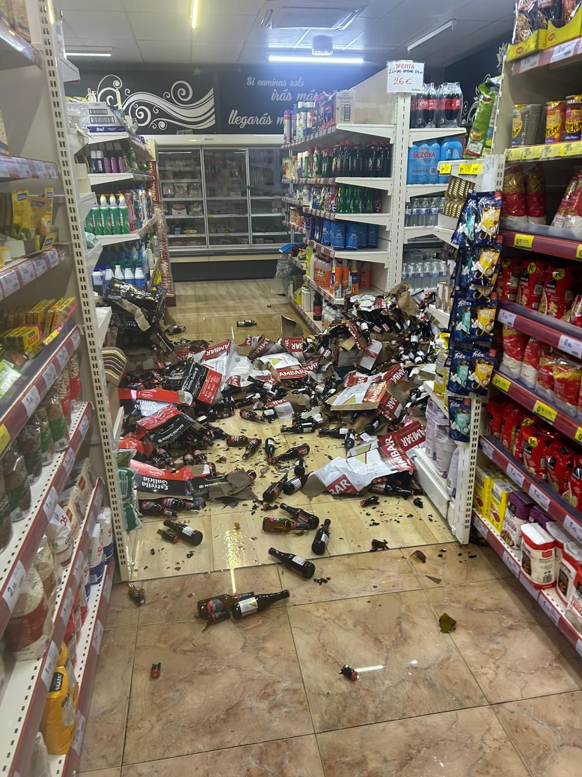 El supermercado de Figueruelas tras el paso de la tormenta