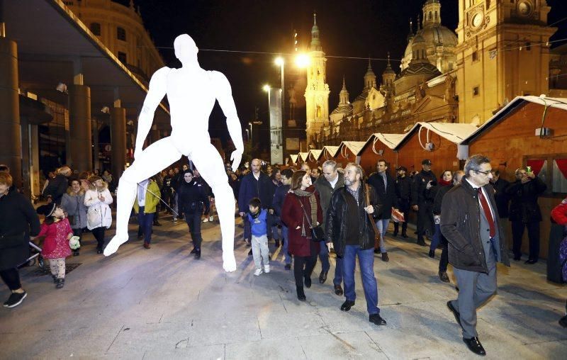 El alcalde de Zaragoza, Jorge Azcón, realiza el encendido de la iluminación navideña