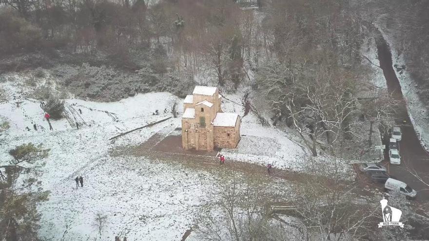 La nieve en Oviedo, a vista de dron