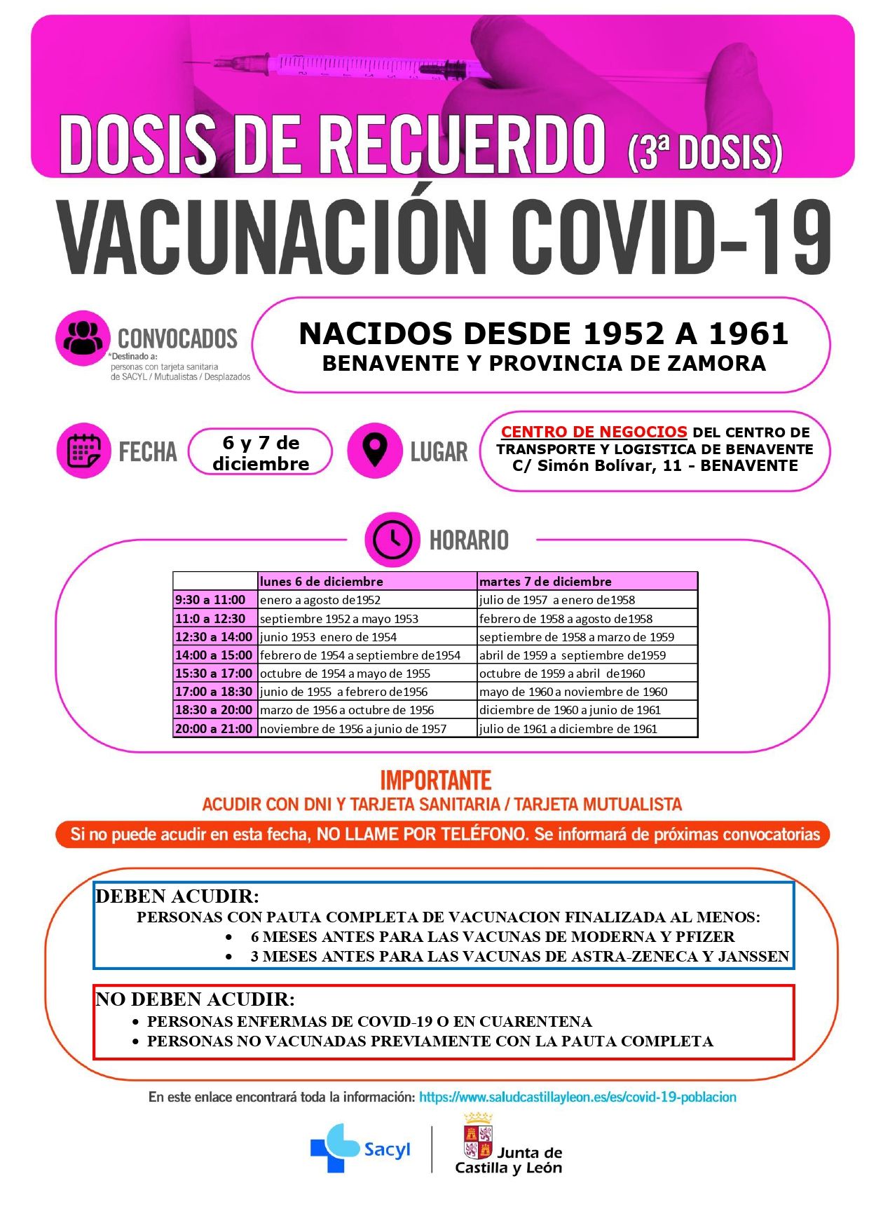Campaña de vacunación de la tercera dosis adicional en Benavente.