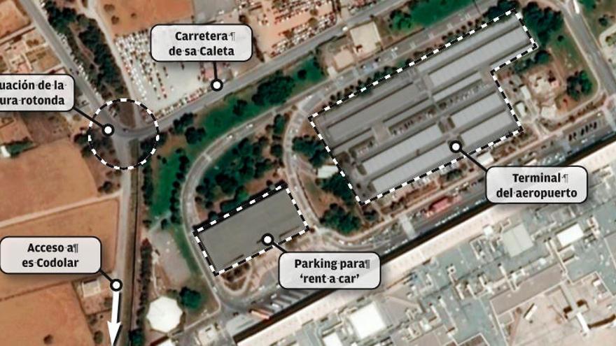 El aeropuerto de Ibiza quiere abrir otro acceso rodado por la carretera de sa Caleta