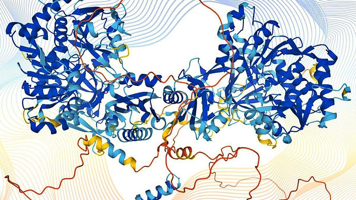 Representación ilustrada de unas proteínas.