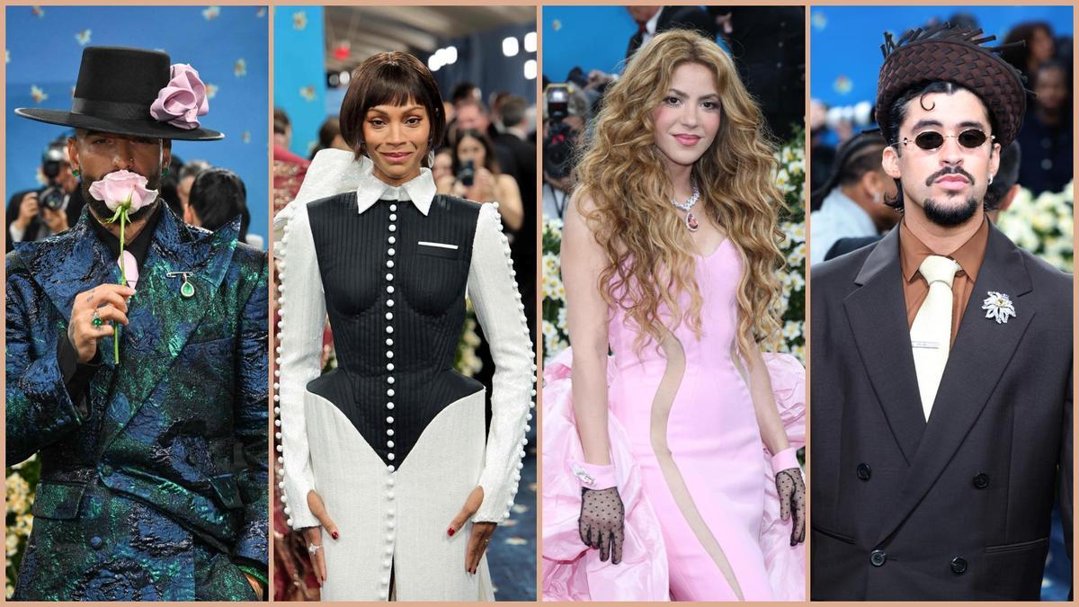 Maluma, Zoe Saldaña, Shakiray Bad Bunny, en la Gala Met 2025.