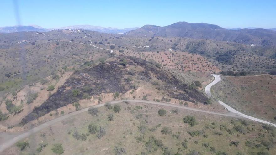 Imagen aérea de la zona afectada por las llamas.