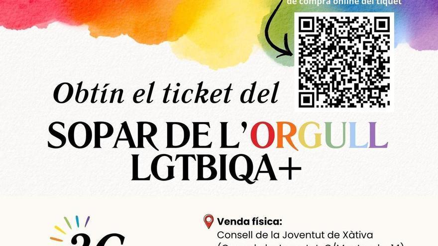 Abiertas las inscripciones para la cena del Orgullo LGTBIQA+ de Xàtiva