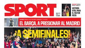 La portada de SPORT de hoy, viernes 29 de marzo de 2024