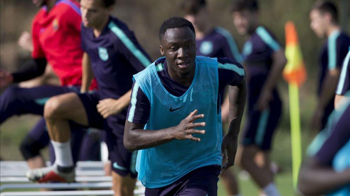 Tabla durante un entreno con el FC Barcelona B