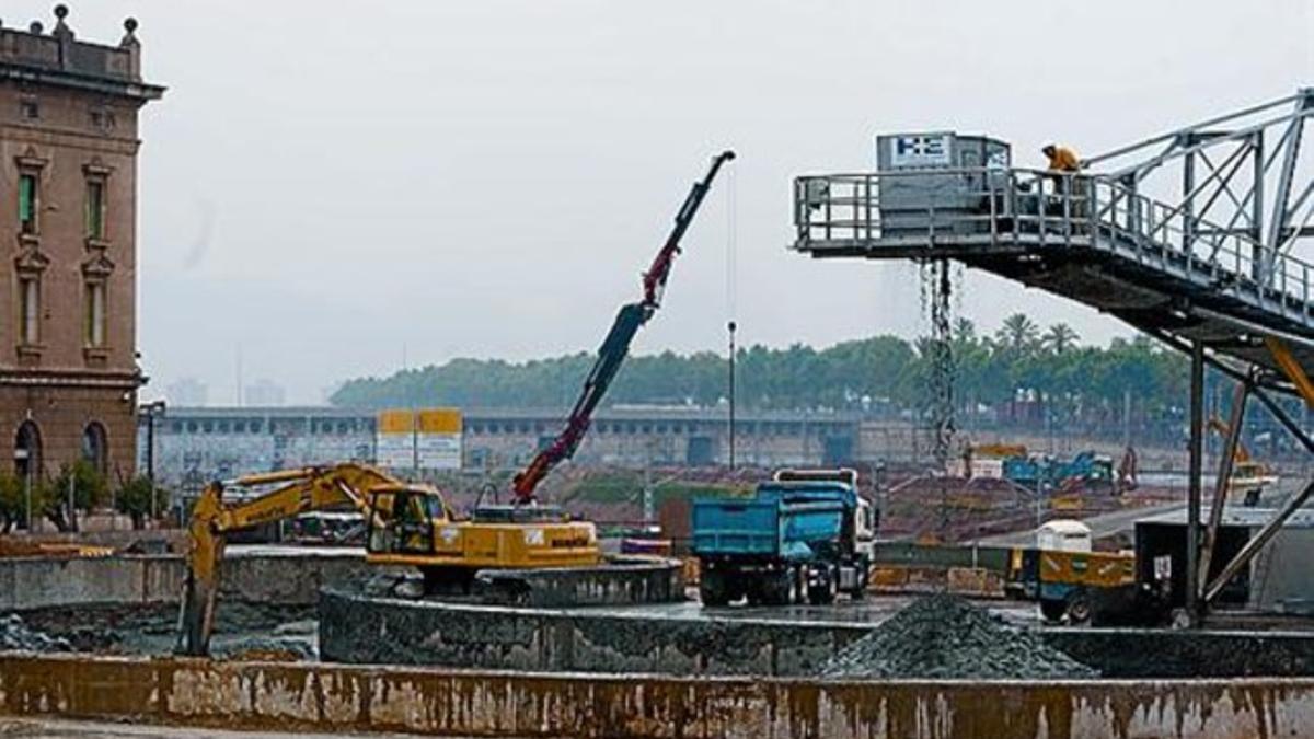 Obras del túnel del AVE que unirá Sants y Sagrera, el 9 de junio.