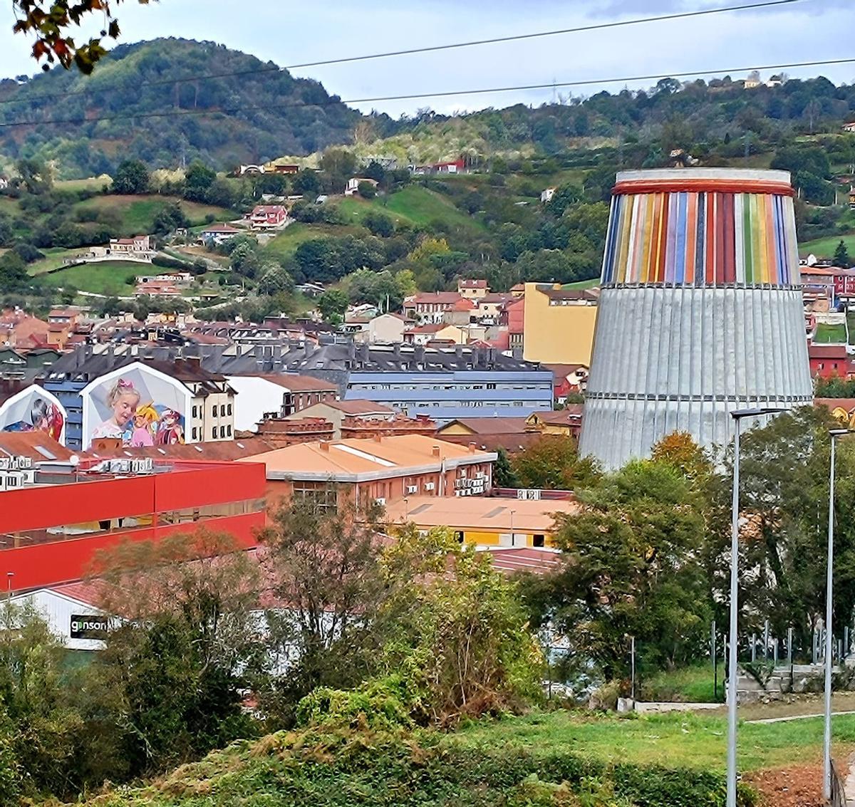 Vista de Langreo, con el MUSI a la derecha.