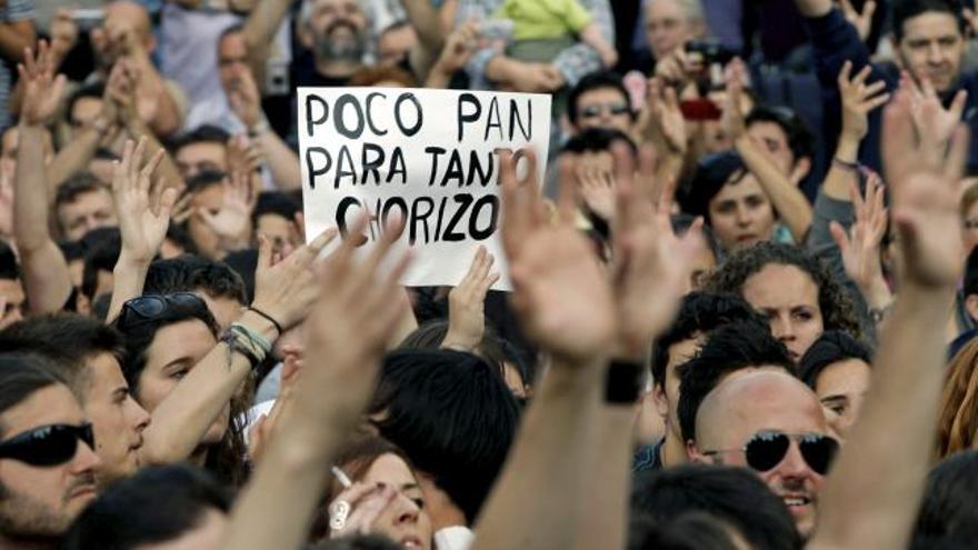 Uno de los mensajes del 15M en Valencia