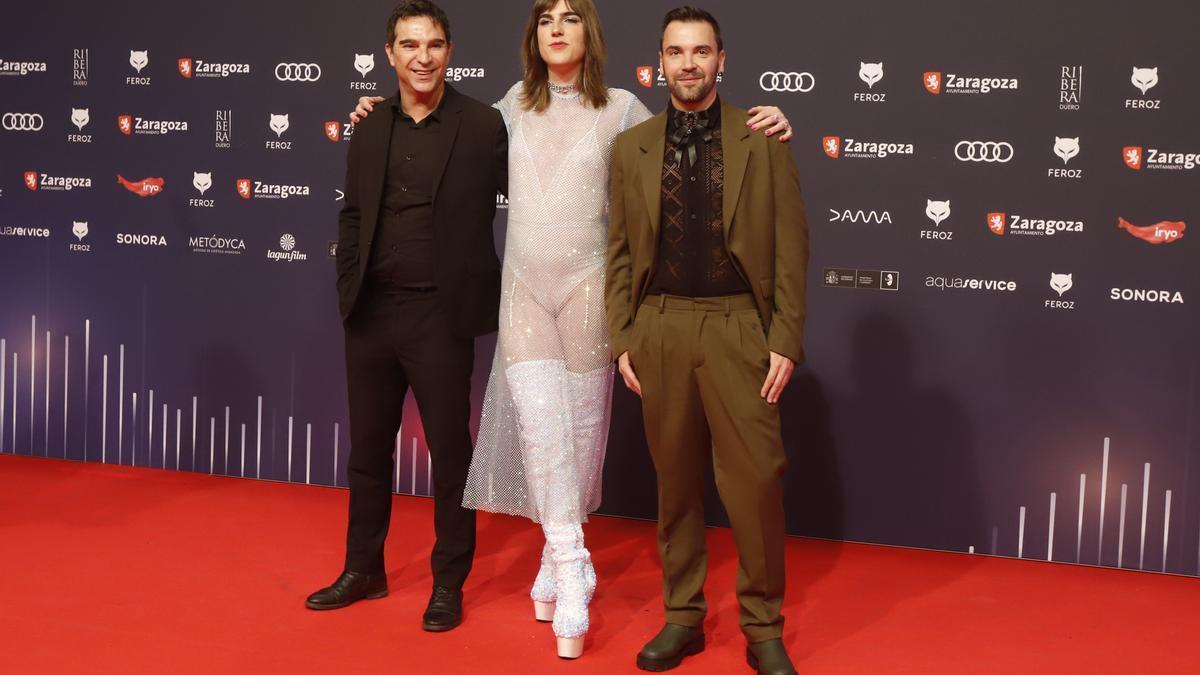 El productor detenido, a la izquierda, en el photocall durante la presentación de la película que produce.