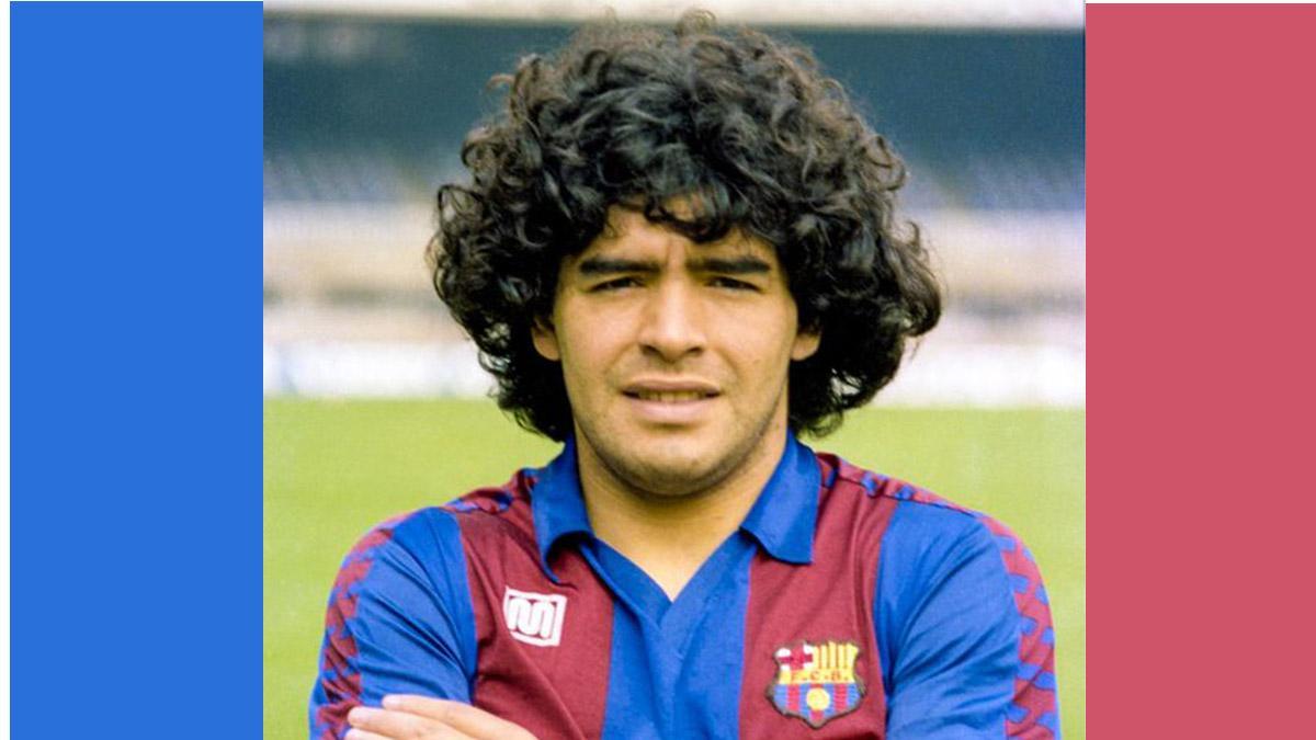 Diego Armando Maradona, en una imagen con la camiseta del FC Barcelona