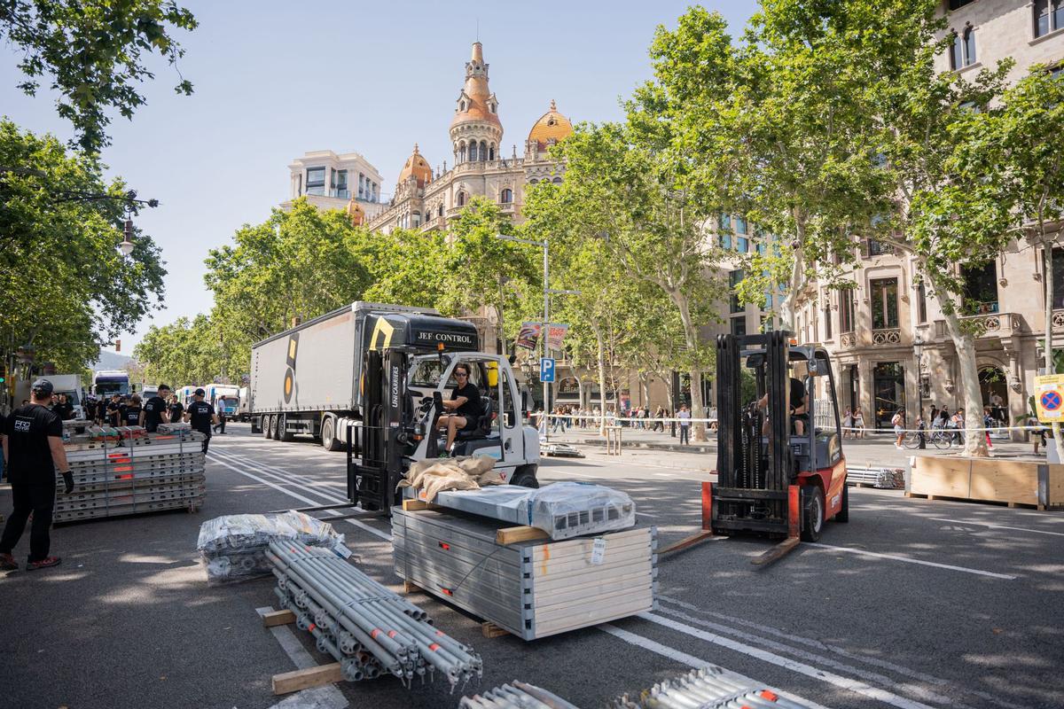 Preparativos para la exhibición de F1 en Barcelona