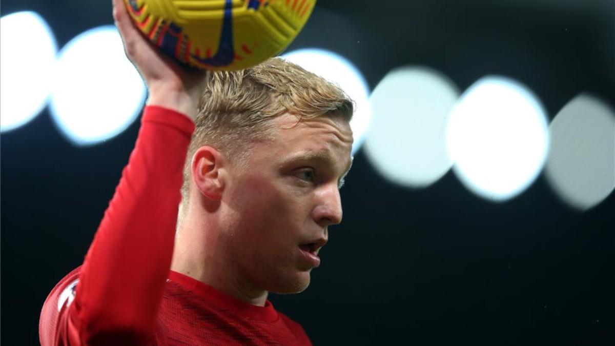 Donny Van de Beek, durante un partido con el Manchester United.