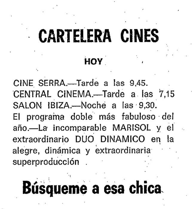 Anuncios sobre actuaciones del Dúo Dinámico publicados en Diario de Ibiza en los años 60. D. I.