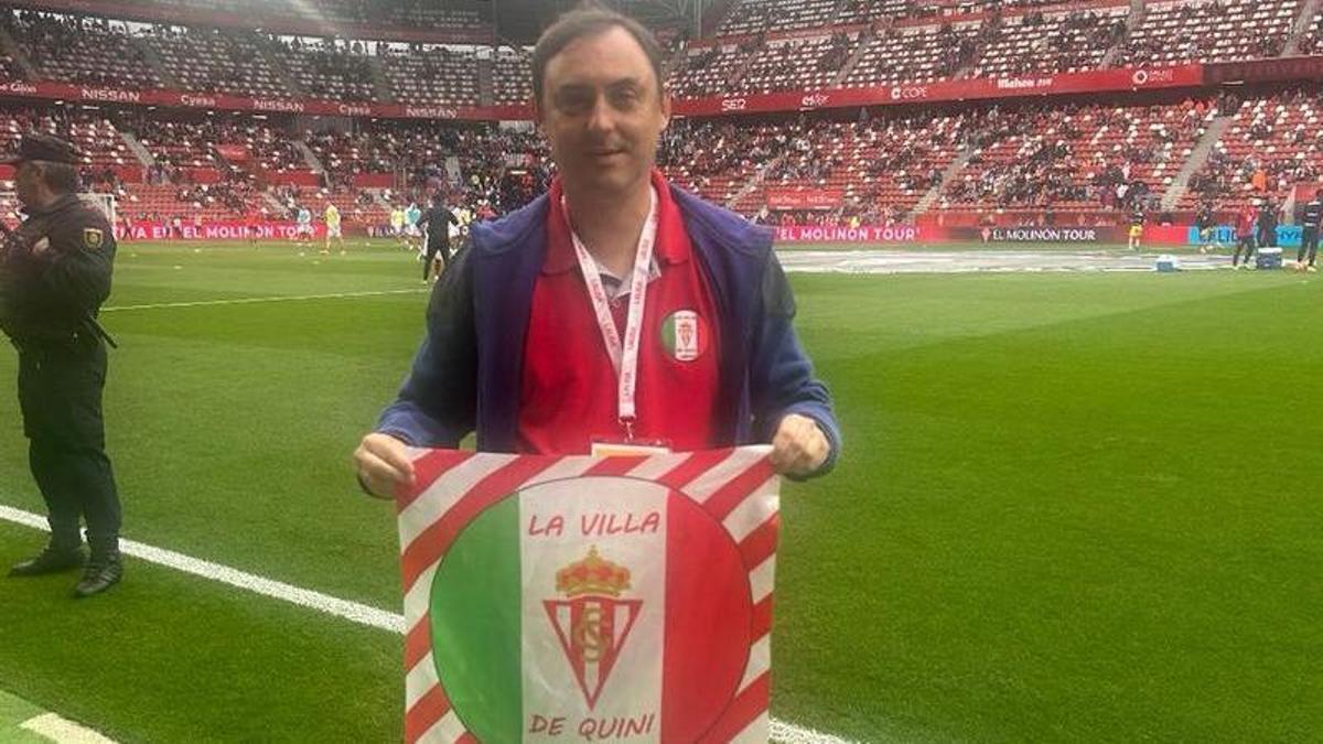Diego Álvarez Bada, en le último partido en El Molinón