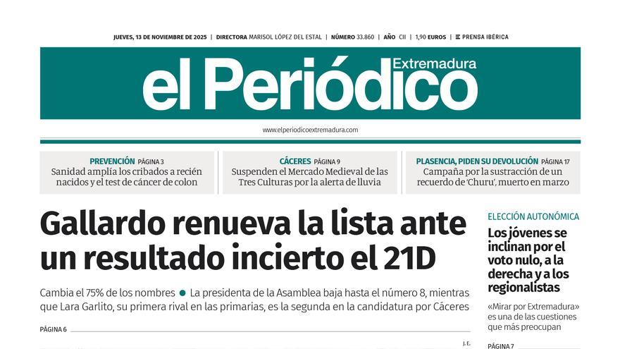 Consulta la portada correspondiente al día 13 de noviembre de 2025