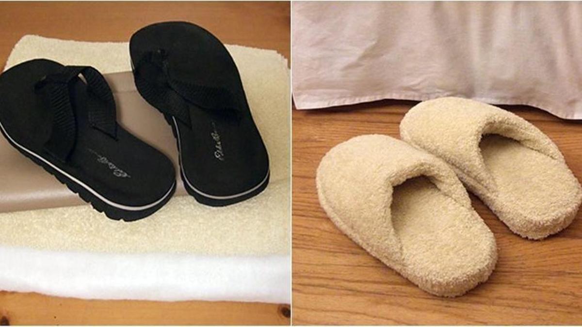 Coser zapatillas para el baño a partir de unas chanclas y una toalla vieja